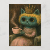 Niedliche Katze mit einem Kaffee Postkarte (Vorderseite)