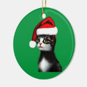 Niedliche Katze mit einem Weihnachtsratte Keramik Ornament (Links)