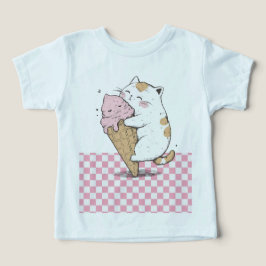 Niedliche Katze mit Eiscreme Kapselkind T -Shirt