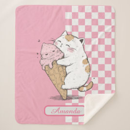 Niedliche Katze mit Eiscreme Sherpadecke
