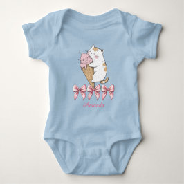 Niedliche Katze mit Eiscreme und Name Baby Strampler