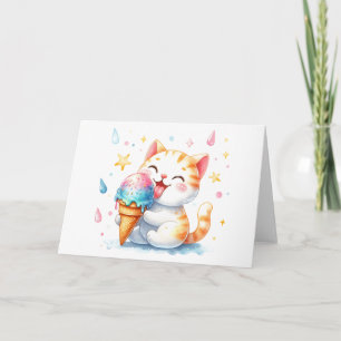 Niedliche Katze mit Eiscreme Whimsikfarbenleere Karte