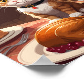 Niedliche Katze mit Erntedank Türkei Poster (Ecke)