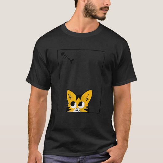 Niedliche Katze mit Fischbällchen T-Shirt (Vorderseite)