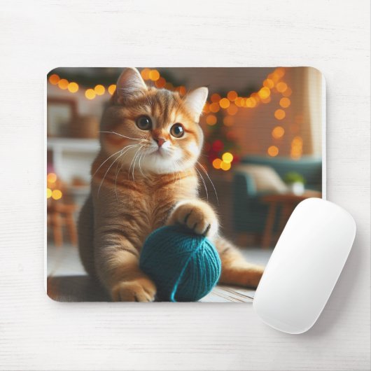 niedliche Katze mit Garnmousepad Mousepad (Mit Mouse)