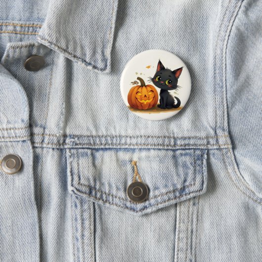 Niedliche Katze mit gehobenem Pumpkin Button (Beispiel)