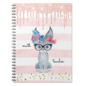 Niedliche Katze mit Glasmathematiklehrer Notizblock (Vorderseite)
