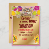 Niedliche Katze mit Gold und lustigen Sonnen Einladung (Vorne/Hinten)