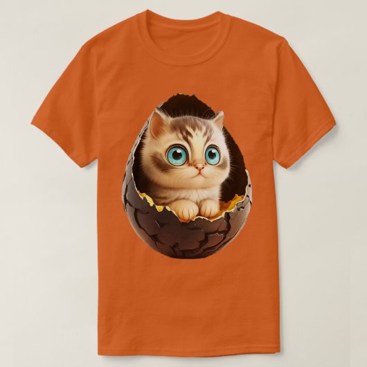 Niedliche Katze mit großen Augen im Ei 2 T-Shirt (Design vorne)