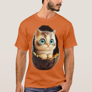 Niedliche Katze mit großen Augen im Ei 2 T-Shirt