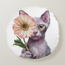 Niedliche Katze mit großer Blume| Adortable Sphynx