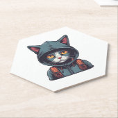 niedliche Katze mit grüner Hoodie Untersetzer (angewinkelt)
