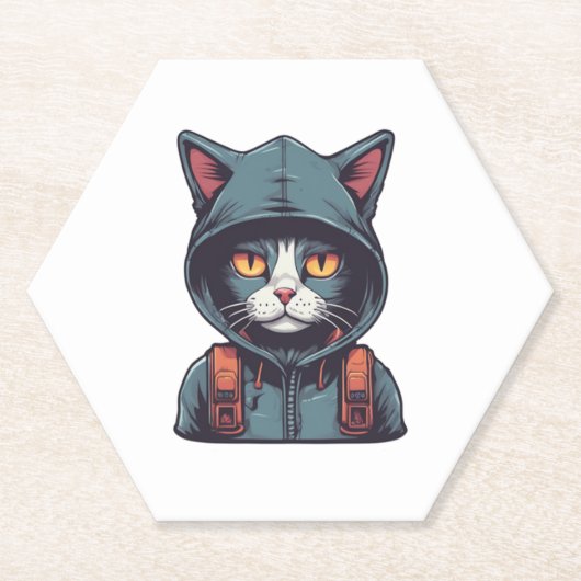 niedliche Katze mit grüner Hoodie Untersetzer (Vorderseite)