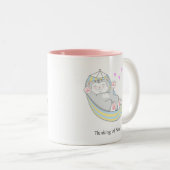 Niedliche Katze mit Herz in Hängematte Zweifarbige Tasse (VorderseiteRechts)