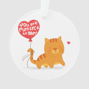 Niedliche Katze mit Herzballonpuppe Ornament