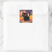 Niedliche Katze mit Jack-o’-Lanterns - Aufkleber (Tasche)