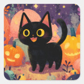 Niedliche Katze mit Jack-o’-Lanterns - Aufkleber (Vorderseite)