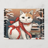 niedliche Katze mit japanischem Tempel für Katzenl Postkarte (Vorderseite)