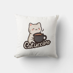 Niedliche Katze mit Kaffee – Catuccino Kissen