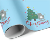 Niedliche Katze mit Kaffee und Baum Meowy Weihnach Geschenkpapier (Rolleneckpunkt)