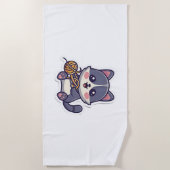 Niedliche Katze mit klassischem T - Shirt aus dem  Strandtuch (Vorderseite)