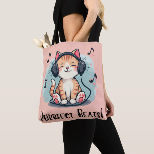 Niedliche Katze mit Kopfhörern Kawaii Music Lover  Tasche
