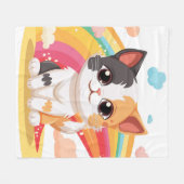 Niedliche Katze mit lebhaften Farben Design Fleece (Vorderseite (Horizontal))
