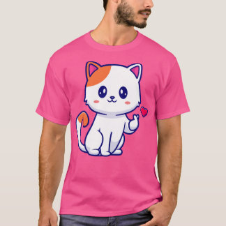 Niedliche Katze mit Liebe Cartoon signieren T-Shirt
