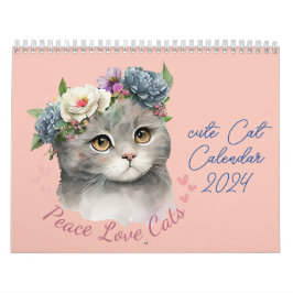 niedliche Katze mit Liebe und Frieden Kalender