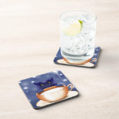 Niedliche Katze mit Milch Getränkeuntersetzer (Rechte Seite)