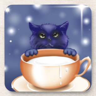 Niedliche Katze mit Milch Getränkeuntersetzer