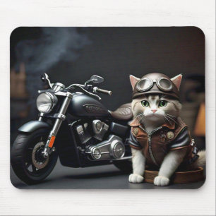 Niedliche Katze mit Motorrad-Maus-Pad Mousepad