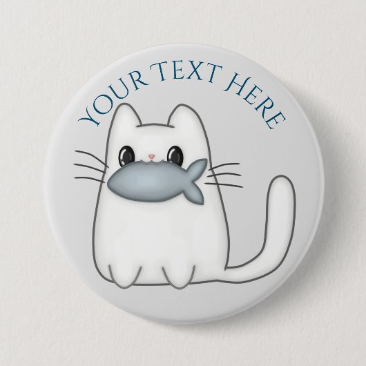 Niedliche Katze mit Preisfisch Button (Vorderseite)