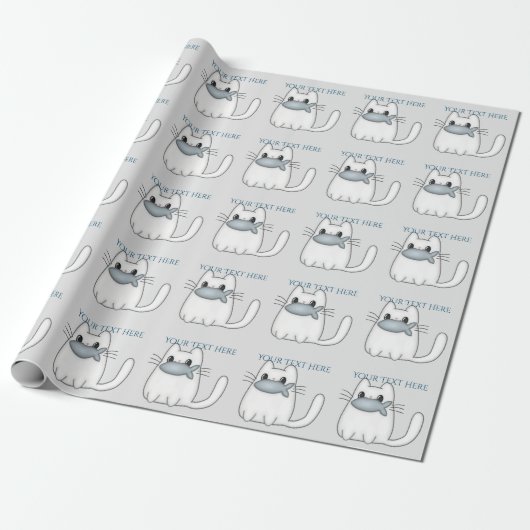 Niedliche Katze mit Preisfisch Geschenkpapier (Ungerollt)