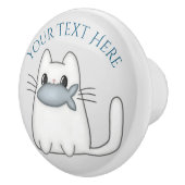 Niedliche Katze mit Preisfisch Keramikknauf (Rechts)