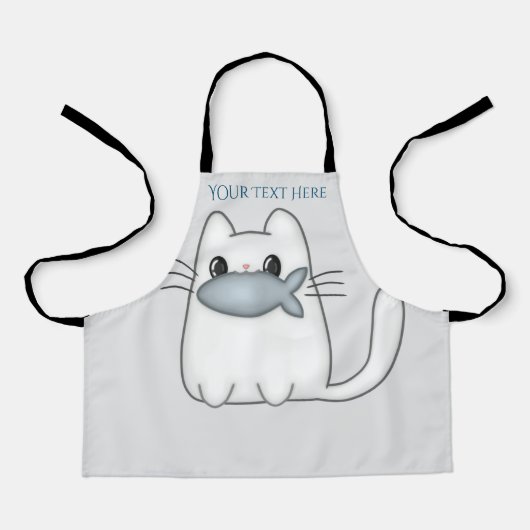 Niedliche Katze mit Preisfisch Schürze (Vorderseite)