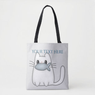 Niedliche Katze mit Preisfisch Tasche