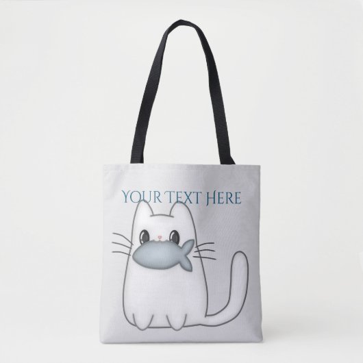 Niedliche Katze mit Preisfisch Tasche (Vorderseite)