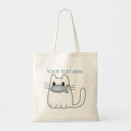 Niedliche Katze mit Preisfisch Tragetasche (Vorne)