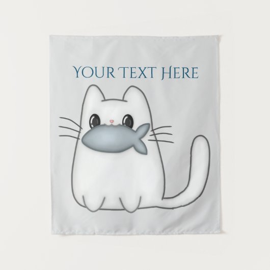 Niedliche Katze mit Preisfisch Wandteppich (Vorderseite)