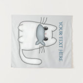 Niedliche Katze mit Preisfisch Wandteppich (Vorderseite (Horizontal))
