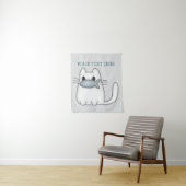 Niedliche Katze mit Preisfisch Wandteppich (Beispiel)