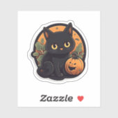 Niedliche Katze mit Pumpkin Aufkleber (Blatt)