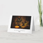 Niedliche Katze mit Pumpkin - Erntedank! Feiertagskarte (Rückseite)