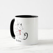 Niedliche Katze mit Red Scarf Weihnachtsfeiertage  Tasse (Vorderseite Links)