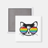 niedliche Katze mit Regenbogensonne Magnet (Vorderseite/Rückseite)