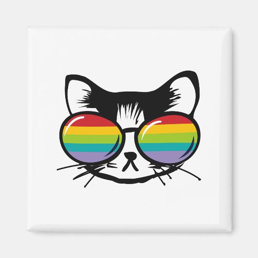 niedliche Katze mit Regenbogensonne Magnet (Vorne)