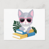 Niedliche Katze mit rosa Brille - Kawaii Smart Postkarte (Vorderseite)