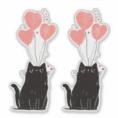Niedliche Katze mit rosafarbenen, herzförmigen Bal Aufkleber (Vorderseite)