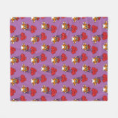 Niedliche Katze mit Rotem Herzen Fleecedecke (Vorderseite (Horizontal))